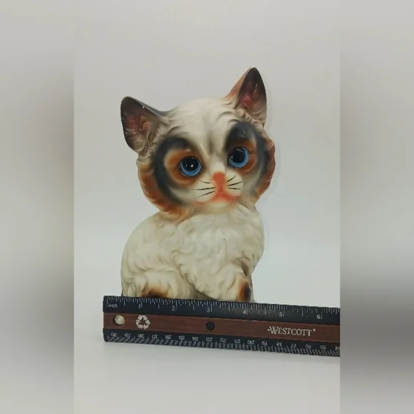 Reis Japan Vintage Porcelain Blue Eye Calico Cat Mid 20TH Century - Picture 3 of 7